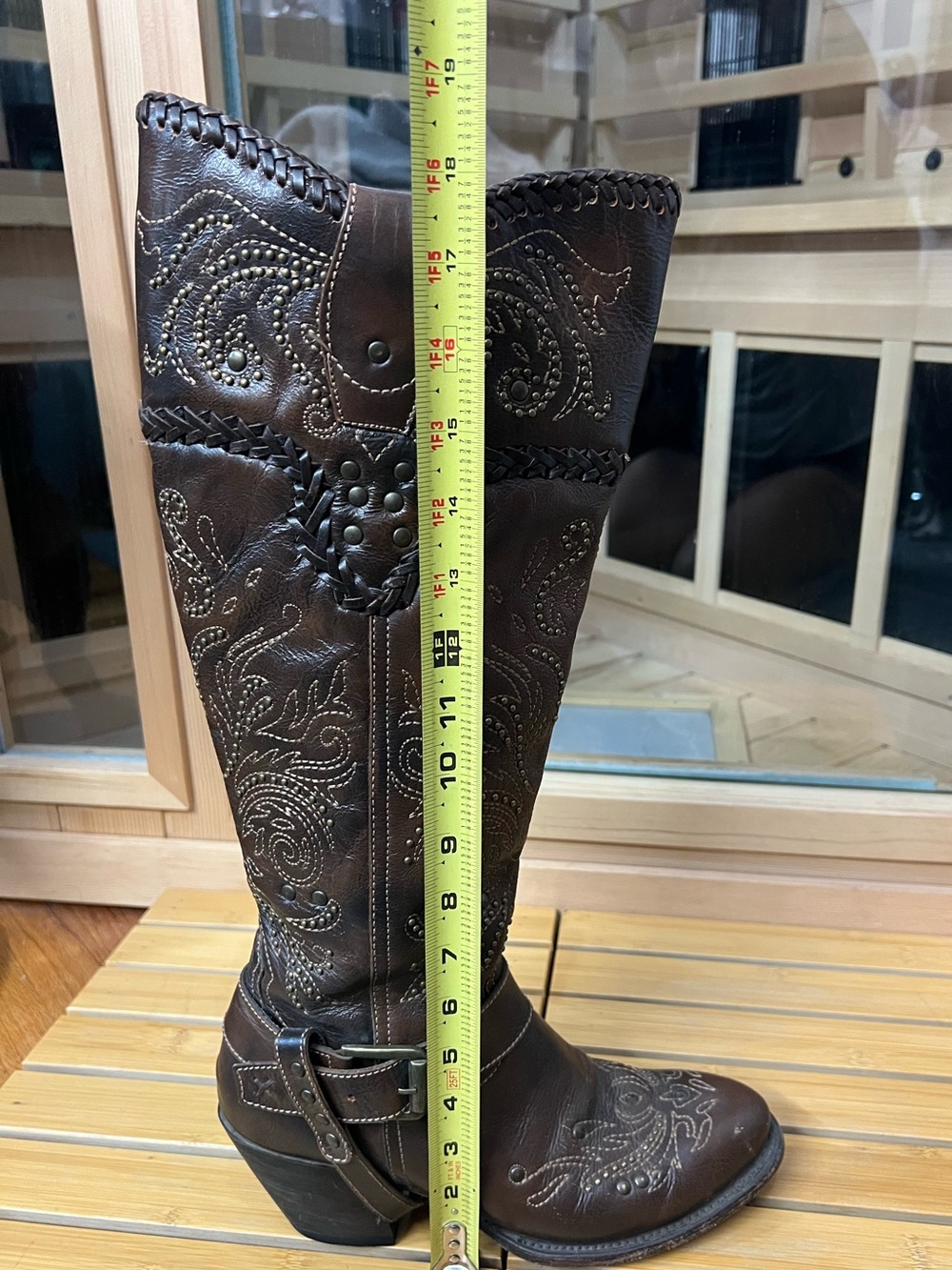 Black Star Andromeda Brown Embroidered studded Tall Western Boots size 9 - Picture 12 of 15